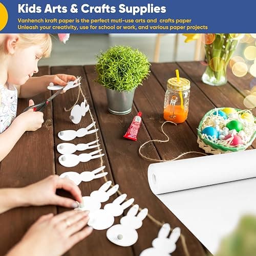 Vanhench White Wrapping Paper 17.5"x1200"(100'), White Easel Painting Drawing Paper Roll Kids Art Supplies, Chart Poster Bulletin Board, Floor Covering Arts Crafts Gift Wrap 80GSM 55LB thumbnail 7