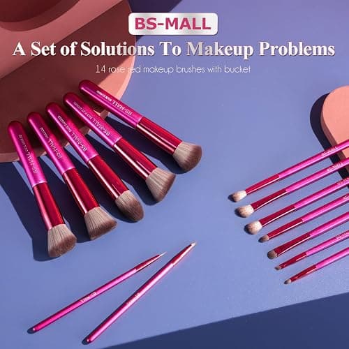 BS-MALL Makeup Brushes 14 pcs Makeup Tools Kit Premium Synthetic Powder Foundation Contour Concealers Lip Brushes with Makeup Sponge & Eyeshadow Applicator Kit thumbnail 6