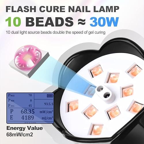 MEKK Gooseneck UV Nail Lamp Cordless Mini UV Light for Gel Nails with Auto Sensor,Professional Flash Cure Lamp 30W Single Nails Light with Three Timers (10s/30s/60s) Salon & Home DIY Use-Black thumbnail 2