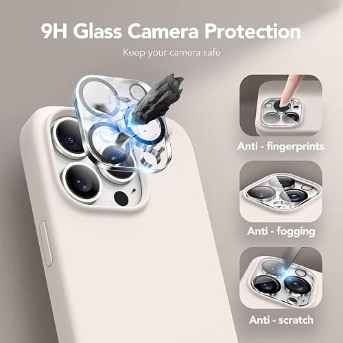 GONEZ Magnetic for iPhone 15 Pro Case, Compatible with MagSafe, [Screen Protector + Camera Lens Protector], Silicone Shockproof Anti-Scratch Protective Phone Case 6.1 inch, Stone thumbnail 6