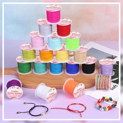 Nylon String for Bracelets, Cridoz 20 Rolls Chinese Knotting Cord Nylon Beading Thread for Kumihimo, Braided Bracelets, Beading, Necklaces, Macrame Craft, Wind Chime, Jewelry Making thumbnail 2