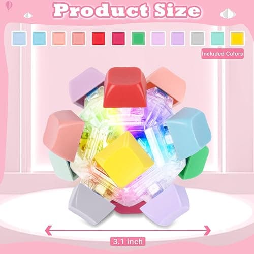 FunisFun Keyboard Fidget Toy, Clicker Keychain with LED Light for Adults | 12 Polytope Sensory Keyboard Buttons, Stress Relief Toy for Adults, Office Desk Gadget, Focus Helper, Portable Fidget Gift thumbnail 3