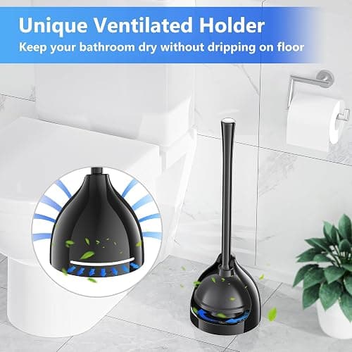 LOVLOY Toilet Plunger with Holder, Plunger with Unique Holder for 5.7-inch Toilet Drain, Plungers for Bathroom with Holder, Toilet Plunger Heavy Duty (1, Black) thumbnail 6