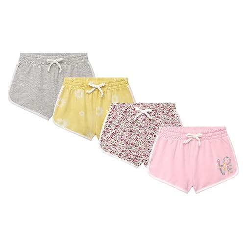 BTween Girls 4 Piece Active Performance Dolphin Shorts with Faux Drawstring, Sports Running Shorts for Kids - Image 1