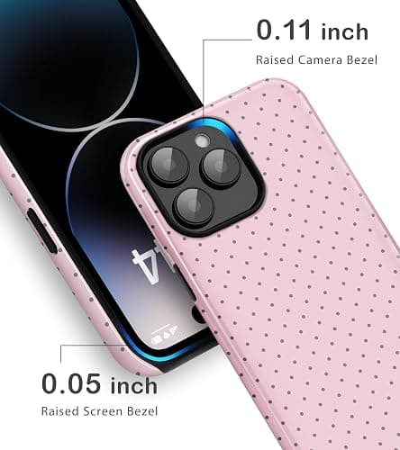 Amzfield Compatible with iPhone 14 Pro Max Case Cute Polka Dot Aesthetic Retro Design for Women Girls Fall Chic Girly Pretty Dual Layer Hybrid Protection Elegant Case for iPhone 14 Pro Max-Pastel Pink thumbnail 4