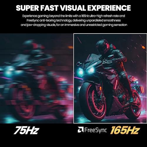 CRUA 24.5Inch Gaming Monitor 144Hz/165Hz, FHD(1920x1080P) 120% sRGB Computer Monitor, Height/Pivot/Swivel/Tilt Adjustable Vertical Monitor, Support FreeSync, DP,HDMI, Wall Mount (75mmX75mm) thumbnail 4