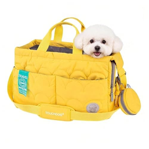 Macaron Cloud Pet Carrier Bag for Small Dogs and Cats, Lightweight Handheld Shoulder Crossbody Puppy Carrier with Storage Pocket, Breathable Expandable Pet Travel Carrier for (Yellow) - Image 1