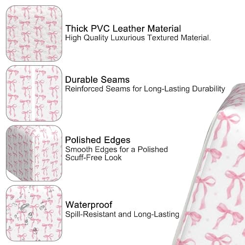 Pink Ribbon Bow Tissue Box Cover,PU Leather Tissue Box Holder Square,Modern Home Decoration for Bathroom Living Room Kitchen Office Car,5.2"×5.2"×5.2" thumbnail 4