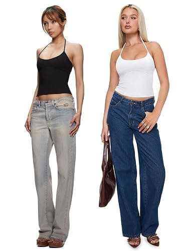 REORIA Women's Sexy Halter Backless Double Lined Tank Top Y2k Trendy Camisole Crop Tops thumbnail 4