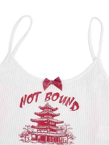 Women's Letter Graphic Casual Print Tank Top - X-Small - A White thumbnail 4