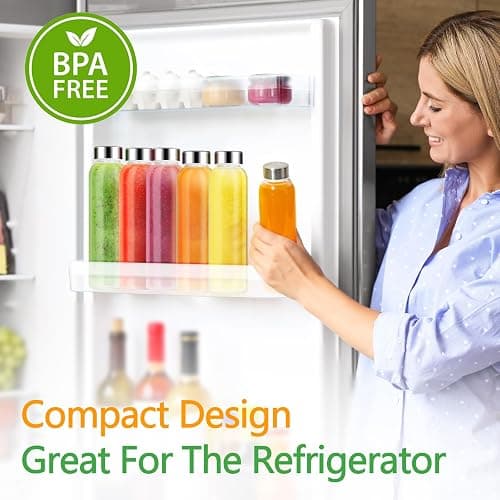 Zukro Glass Water Bottles with Lids 18 oz, 10 Pack Reusable Juice Bottles With Stainless Steel Airtight Cap for Juicing, Leak Proof Clear Drinking Jar Beverage storage container for Fridge, BPA Free thumbnail 4