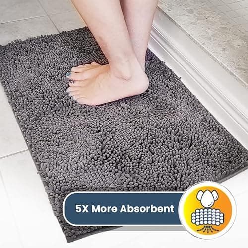 Muddy Mat® Shown on TV Super Absorbent Microfiber Dog Door Mat for Muddy Paws, Non-Slip Washable Pet Rug, Quick Dry Chenille Entryway Carpet, Machine Washable Indoor Outdoor mat, Grey 30"x19" thumbnail 4