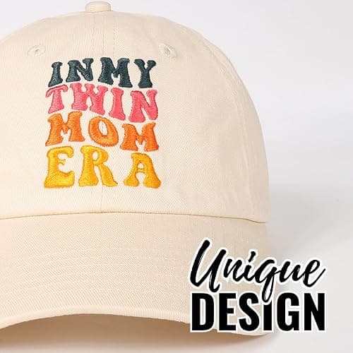 InnoBeta Twin Mom Gifts Cap, Funny Adjustable Embroidered Hat Gifts on Mother's Day, Birthday, Christmas Beige thumbnail 2