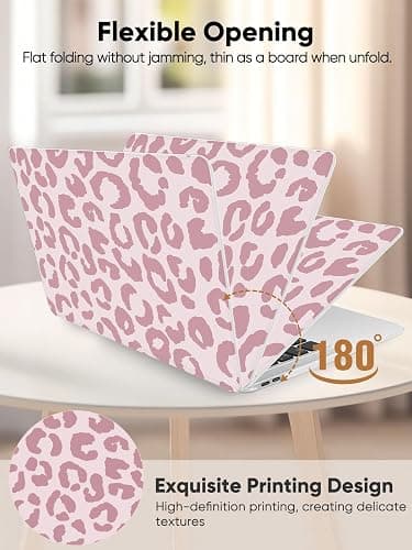Seorsok Compatible with MacBook Air 13 Inch Case 2022 2021 2020-2018 Release A1932 A2179 M1 A2337 Touch ID,Leopard Grain Plastic Hard Shell Case with Keyboard Cover,Pink Leopard Cheetah Pattern thumbnail 5