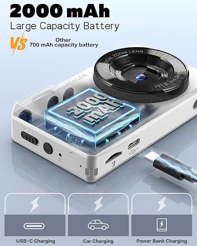 Vitaler Digital Camera with Front Rear Lens, Autofocus 64MP 4K Camera for Photography with 32GB Card, Portable Compact Point and Shoot Camera for Teens Adult Beginner with Metal Shell, 2000mAh Battery thumbnail 3