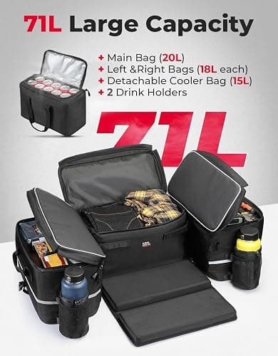 KEMIMOTO ATV Storage Bags, 71L ATV Rear Seat With Storage, 4 Wheeler Cargo Bag with Cooler, Removable Cushion, Fits Most ATVs with Rear Rack, Compatible with Polaris Grizzly Can-Am thumbnail 3