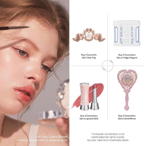 Flower Knows Little Angel Embossed Highlighter - Cool Starlight Highlighter Powder,Long-Lasting Ethereal Starry Glow,Cool Blue-Purple & White Pearl Shimmer,Galaxy-Inspired(L04 Moon River) thumbnail 2