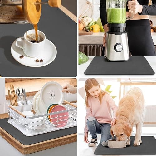 Dish Drying Mat for Kitchen Counter Super Absorbent Drainer Mats with Non-slip Rubber Backed Hide Stain Heat Resistant Easy to Clean Dish Rack Mat (Beige, S-14"x11") thumbnail 8