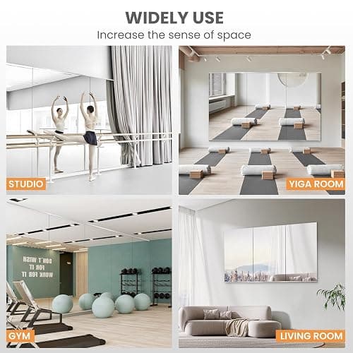 pertetey Home Gym Mirror, 56X16 Inch(Each)-2Pack Large Frameless Tempered Glass Full Body Wall Mounted for Yoga, Exercise, Dance Studio thumbnail 5