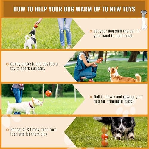 PetDroid Interactive Dog Toys Dog Ball,[2025 Newly Upgraded] Durable Motion Activated Automatic Rolling Ball Toys for/Small/Medium/Large Dogs,USB Rechargeable (Orange) - Orange thumbnail 5