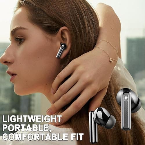Wireless Earbuds, 2025 Bluetooth 5.4 Headphones Bass Stereo, Ear Buds with 4 Mics ENC Noise Cancelling, Bluetooth Earbuds 48H Playtime LED Display Charging Case, IP7 Waterproof in Ear Earphones Black thumbnail 7