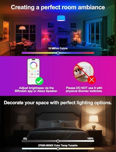 iLC Alexa Light Bulbs, 12W B22 Smart Light Bulb, Work with Alexa (Echo Devices Required), LED Colour Changing Light Bulb, Color Temperature Tunable 2700K-6000K+RGB Bayonet (4 Pack) thumbnail 5