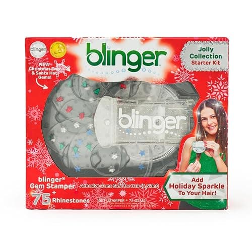 blinger® Jolly Collection Christmas Hair Gem Stamper with 75 Festive Gems – Limited Edition Hair Jewelry for Girls & Women | Perfect for Holiday Parties, Gifts & Celebrations thumbnail 3