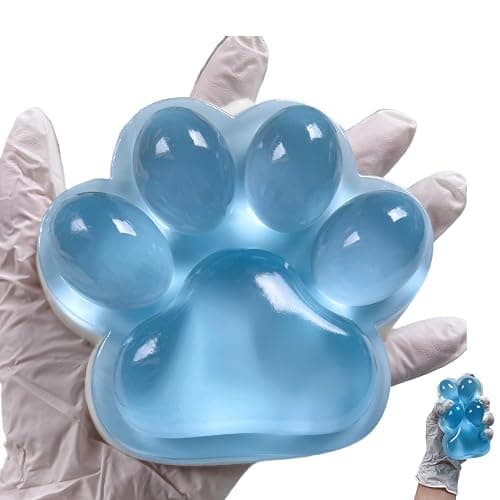 Fufu Big Cat Paw Squishy Toy 5 Inch Sticky Cat Paw Print Squishies Large Transparent Pinch Family Tuba Squishy Clear Jelly Blue Giant Squeeze Toy for Adults Stress Relief (TOUMING--Blue) - Image 1
