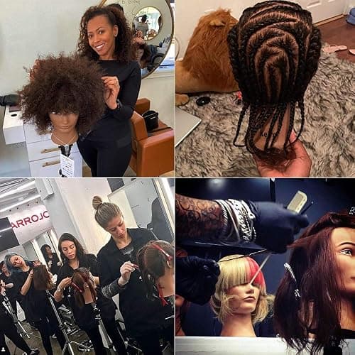 MORRIS 10” Human Hair Training Afro Mannequin Head – Short Curly Hair for Beginners to Practice Braiding, Cutting, Styling – Includes Clamp thumbnail 7