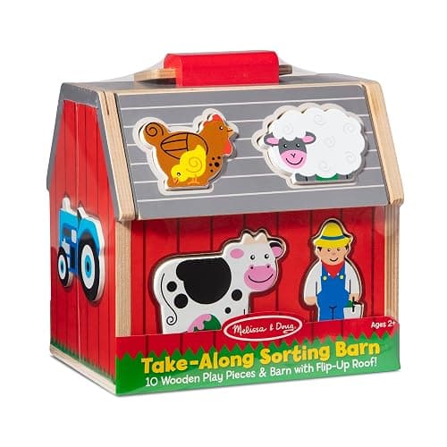 Melissa & Doug Take-Along Wooden Toy Barn, 11-Pc Portable Toddler Playset with Farm Animals & Pop-Up Roof, Preschool Learning Toys for Girls & Boys 2+ thumbnail 3