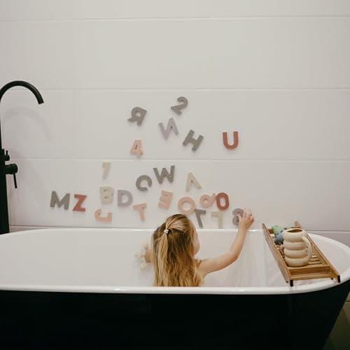 mushie Foam Letters & Numbers Bath Play Set (Original) | 26 Pieces for Ages 3 Years+ | Floating Foam for Kids and Toddlers thumbnail 2