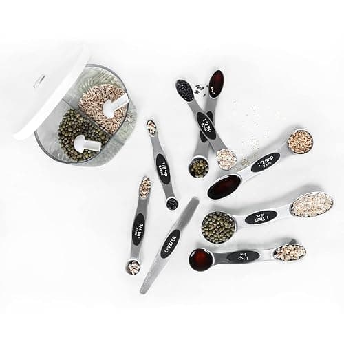 Magnetic Measuring Spoons Set Stainless Steel with Leveler, Stackable Metal Tablespoon Measure Spoon for Baking, Cups and Spoon Set Kitchen Gadgets Apartment Essentials Fits in Spice Jars thumbnail 8