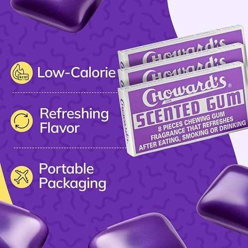 Choward's Scented Gum | Bold Aromatic Refreshing Flavor | Perfect for Fresh Breath, Travel, Sharing, and Gifting | Nostalgic Chewing Gum | Pack of 24 (8 Tablets Per Package, 24 Packages Per Box) thumbnail 4