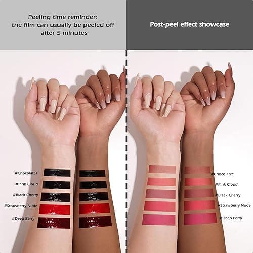 KIMUSE Peel Off Lip Stain, Long Lasting Lip Stain, Waterproof Lip Stain Peel Off, Transfer-Proof, Highly Pigmented Color Lip Liner Stain, Matte Finish - Black Cherry thumbnail 4