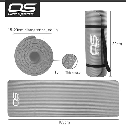 Yoga Mat Exercise NBR Fitness foam mat Extra Thick Non-Slip Large Padded High Density ideal for HiiT Pilates gymnastics mats Fitness & Workout with Free Carry Strap thumbnail 4