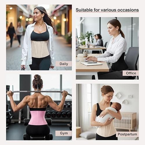 SHAPERX Waist Trainer for Women Corset Shapewear Tummy Control Sport Workout Waist Cincher Body Shaper Zipper and Hooks thumbnail 6