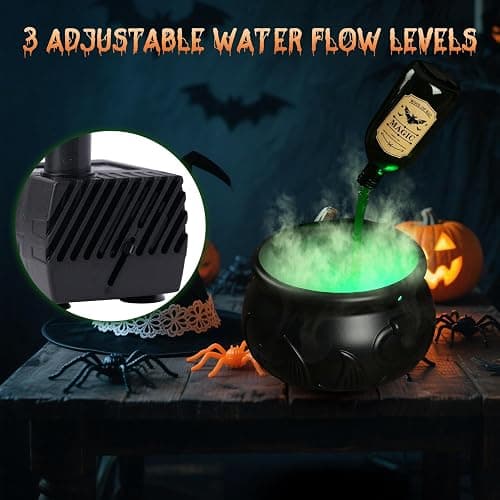 Zesua Halloween Decorations Indoor - DIY Floating Potion Set with Witches Cauldron and Mist Maker - Spooky Vintage Black Plastic Bowl Hocus Pocus Party Decor for Home Table Mantel Kitchen Room thumbnail 5