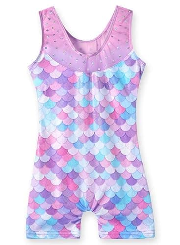 Leotards for Girls Gymnastics Toddler Dance Biketards Mermaid Unicorn Athletic Dance Wear Shiny Rainbow Blue Hotpink thumbnail 2