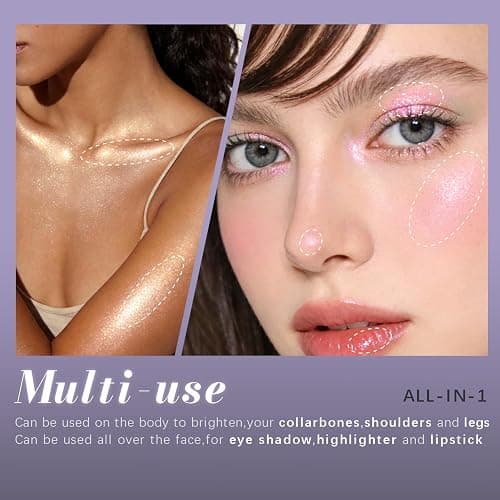 Noerrors Duochrome Shimmer Eyeshadow Quad Palette for Sparkly Fairy Makeup | Holographic Half Magic +3D Metallic Finish for Eyeshadow or Highlighter, Subtle Shimmer, Easy to Color, Daily or Rave Looks thumbnail 5