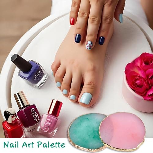 2 Pcs Nail Polish palettes Resin Nail Art Palette Golden Edge Gel Nail Polish Holder Nail Tray,Makeup Display Board Cosmetic Mixing Tools thumbnail 5