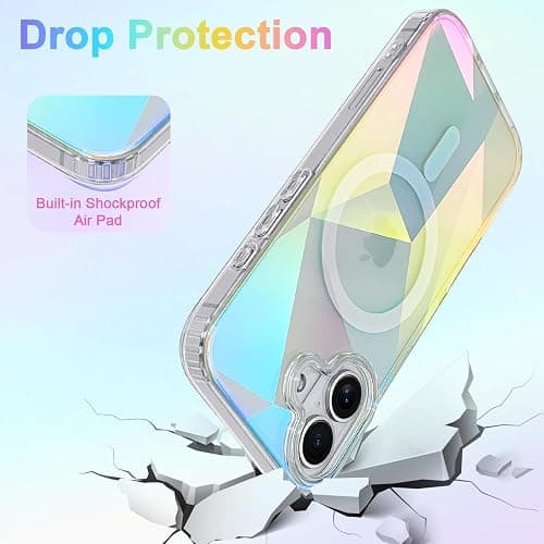 Heaofei Cute Case for iPhone 16 Plus Case, Iridescent Geometry | Compatible with Magsafe, Clear Aesthetic Girly Sparkly Bling Magnetic Protective Phone Cover for Women Girls thumbnail 5