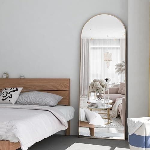 NEUWEABY Full Length Mirror 58"x18" Arch Floor Mirror with Stand Arched Mirror Full Body Mirror Gold Standing Hanging or Leaning Against Wall for Bedroom Entry, Bedroom, Living Room thumbnail 2