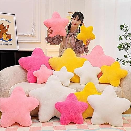 Herfair Kuschelkissen Kinder Sternkissen, Weiche Flauschige Sternform Zierkissen Sofakissen, Plüsch Kissen Dekokissen für Kinderzimmer Schlafzimmer Deko (Weiß,30 cm) thumbnail 2
