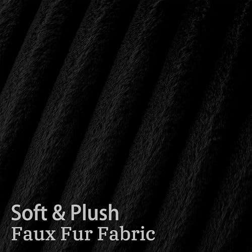 Simmore Faux Fur Couch Throw Pillow Covers 18x18 Set of 2, Decorative Soft Striped Plush Pillow Covers with Velvet Back for Sofa Bed Living Room, Black thumbnail 3
