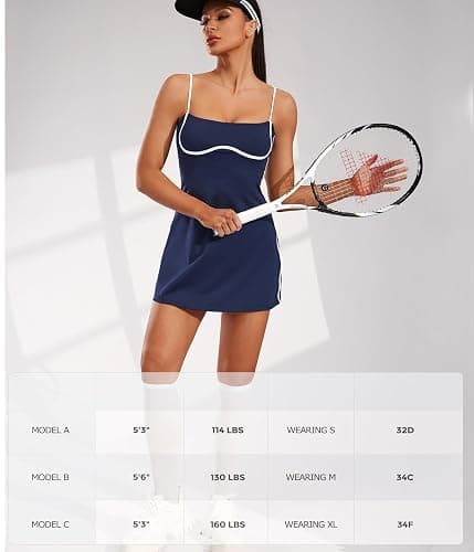 Move With You Womens Workout Tennis Dress with Built-in Bra & Shorts Pockets Sleeveless Exercise Golf Dresses thumbnail 4