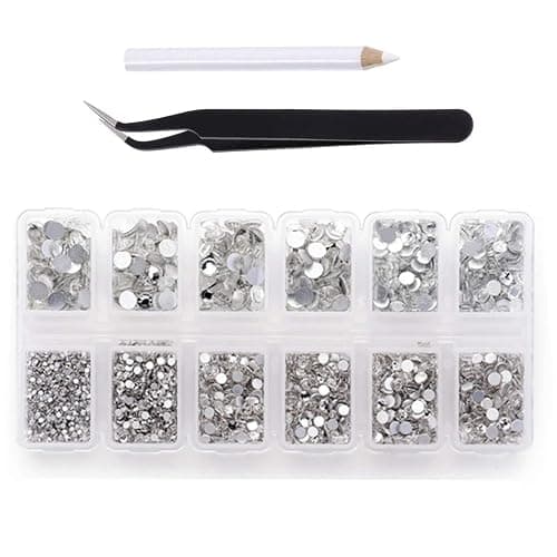 Zealer 4200 Pieces Flat Back Clear Nail Art Rhinestones for Nail Art Decorations, Round Crystal Gems Stickers for Clothes and Craft, 1.5 mm - 4.8 mm, 6 Sizes - Image 1