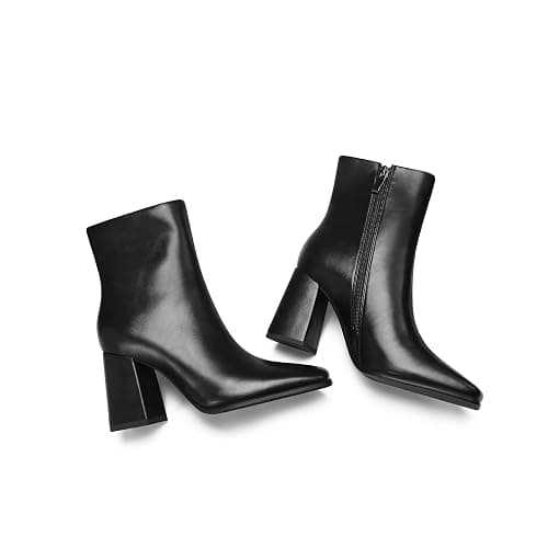 Spikyrose Women's Chunky Heel Ankle Booties Square Toe Short Boots thumbnail 7