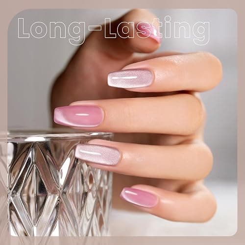 RARJSM Nude Glitter Cat Eye Gel Nail Polish Set 6Pcs Ceramics Pink Light Purple Brown Velvet Shimmer Smoothie Cateye Gel Polish with Magnetic Stick UV LED Curing Require Home Salon Nail Design thumbnail 4