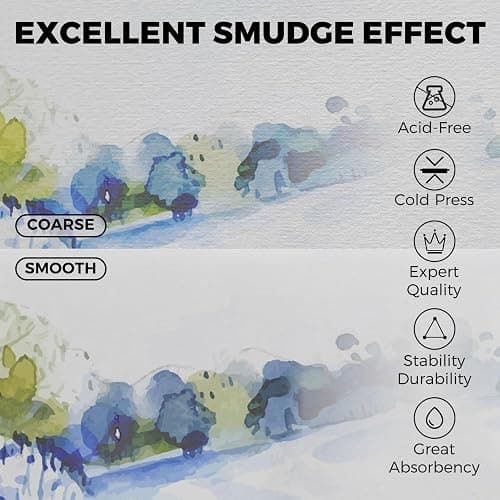 Funto Watercolor Journal, 8.5x5.5, 48 Pages, Cold-Pressed, Inner Paper Pocket and Elastic Band, Art Supplies for Mixed Media thumbnail 6