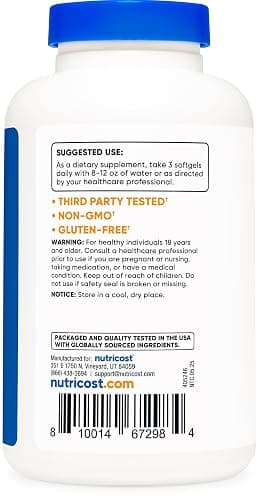 Nutricost Omega 3 Fish Oil - 2500MG, 120 Softgels (40 Serv) - Fish Oil, Wild Caught! 1200mg EPA 850mg DHA - Non-GMO, Gluten Free thumbnail 4